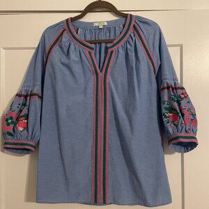 Jade Embroidered Blouse Size Large